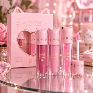 پک سه‌تایی تینت و برق لب Pink Cat Purr Lip Set